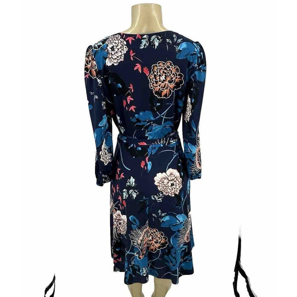 Eliza J Size 8 Women Floral Hummingbird Stretch Wrap Belted Swing Dress V12 - Picture 3 of 7